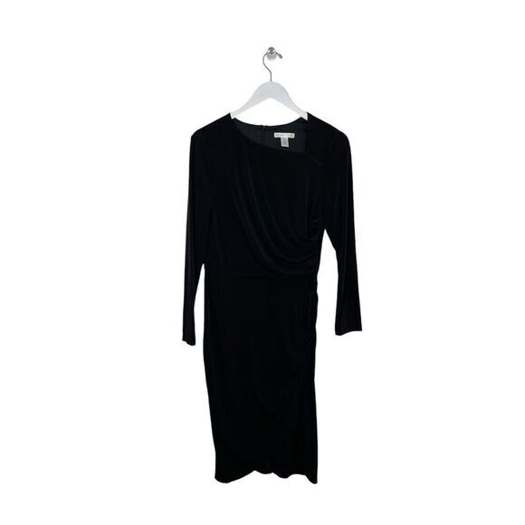 London Times Women's Black Ruched Jersey Cocktail Dress Size‎ 10 NWT - Picture 1 of 6
